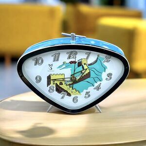 1960s Blue Great Wall Alarm Clock Retro Midcentury China Sanmao Vintage Kitsch